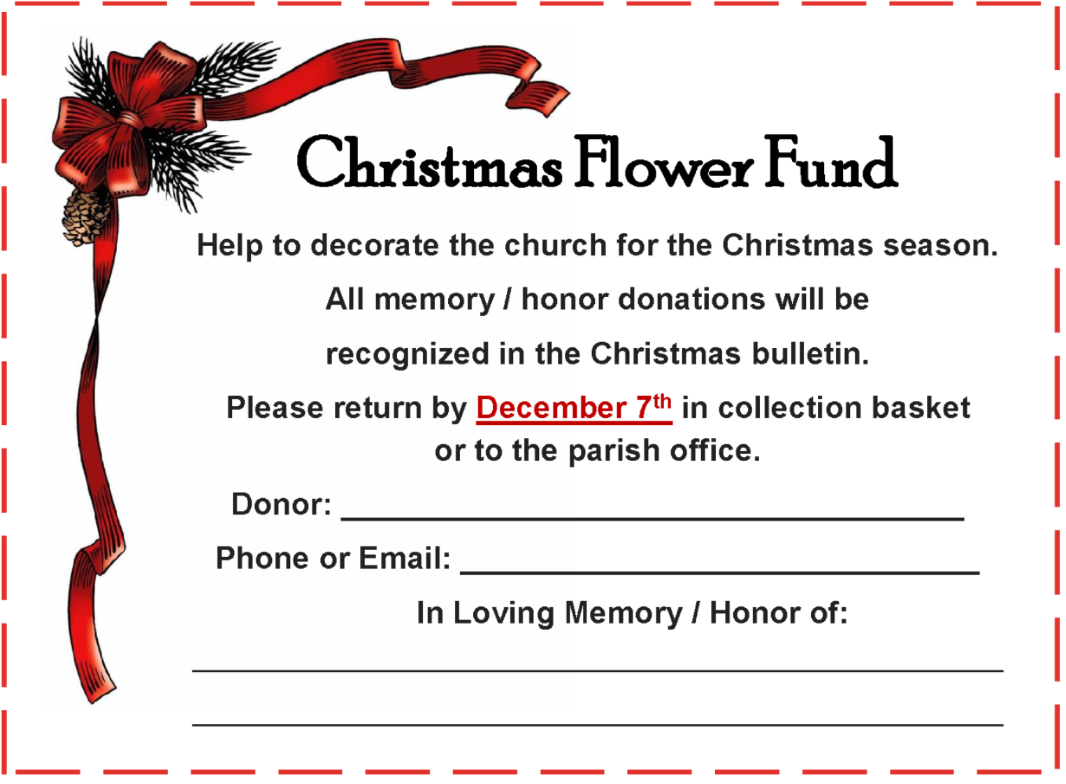 2025 Christmas Flowers Christmas Flower Fund Card